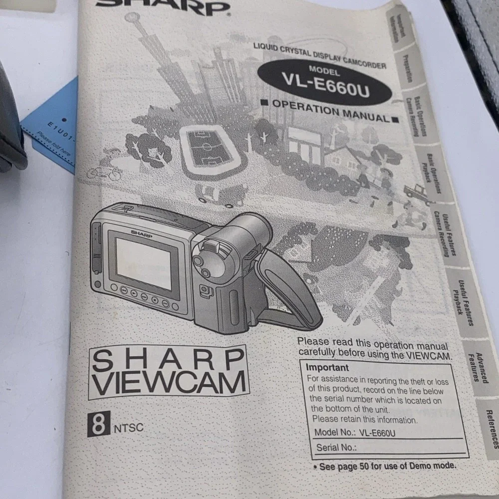 Sharp Viewcam VL-E66 8mm Camcorder, Case, Batteries,Charger & Cords Works Great